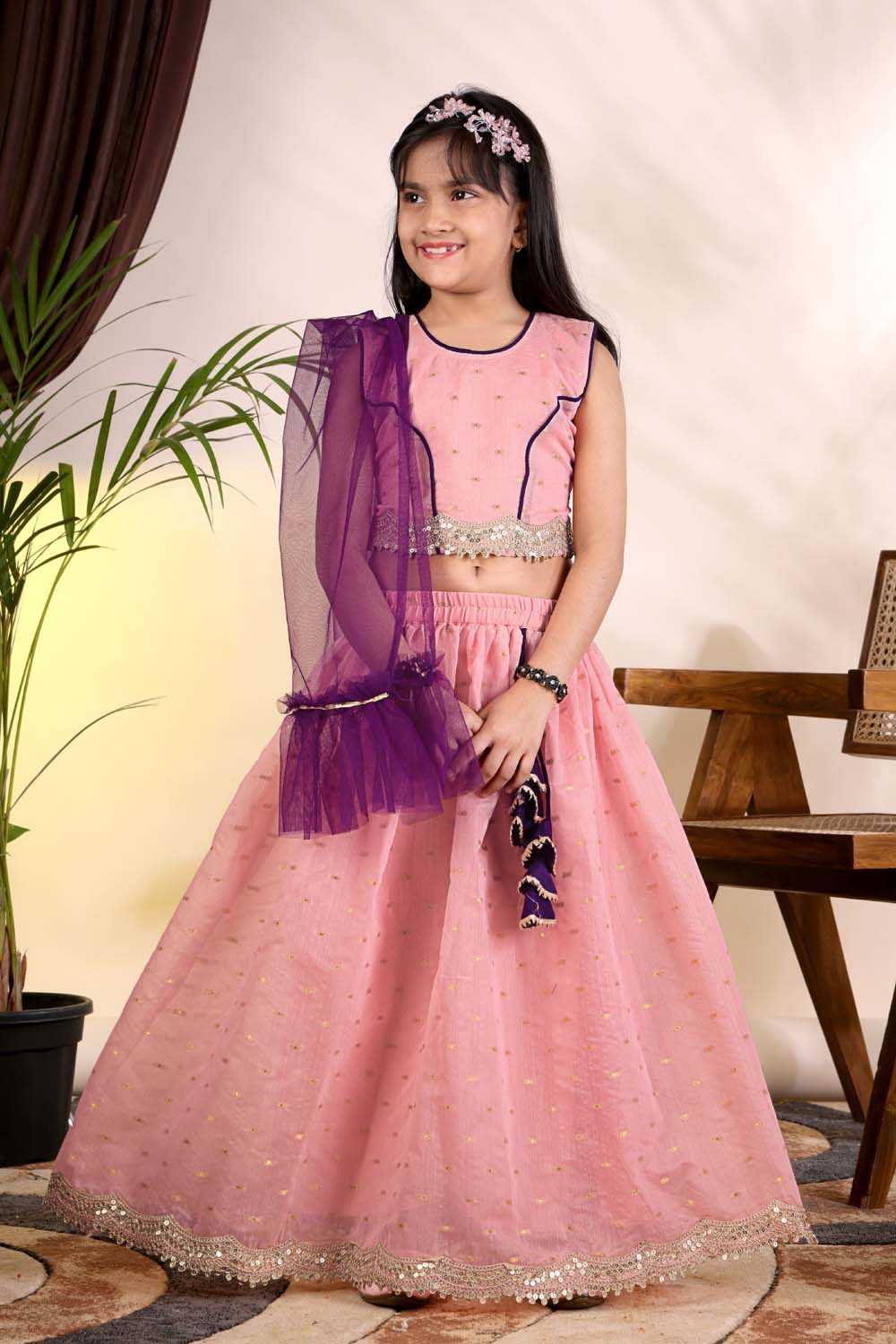 Chanderi Silk Kids Lehenga