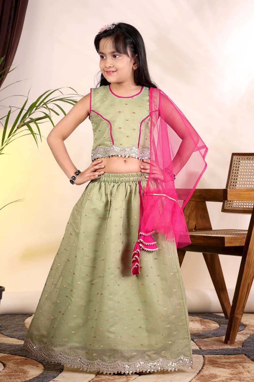 Chanderi Silk Kids Lehenga