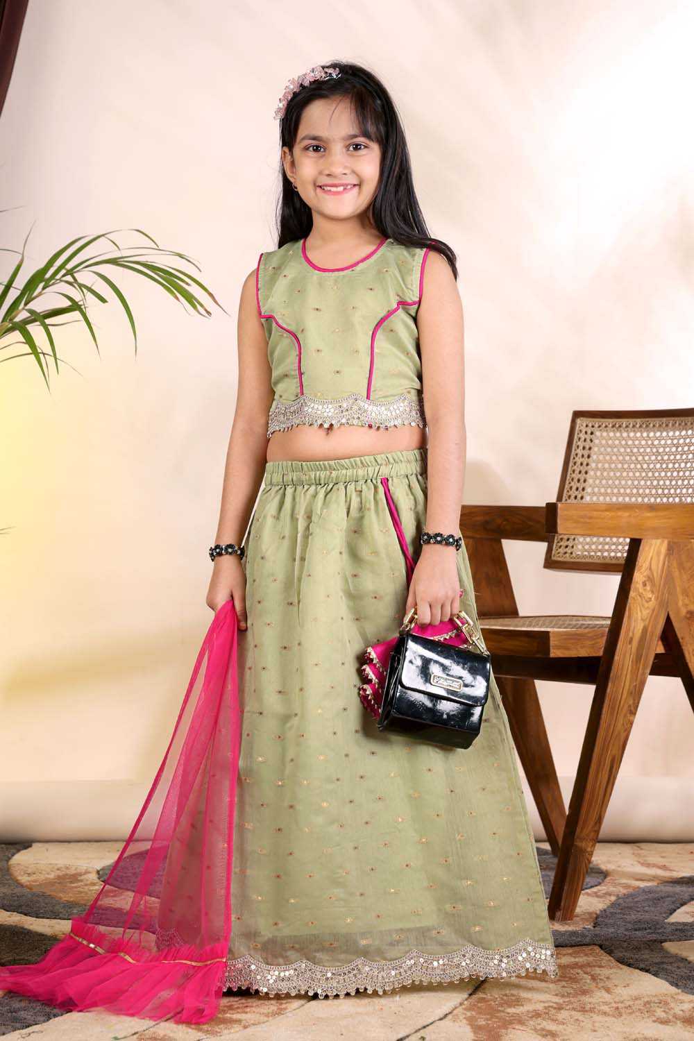 Chanderi Silk Kids Lehenga