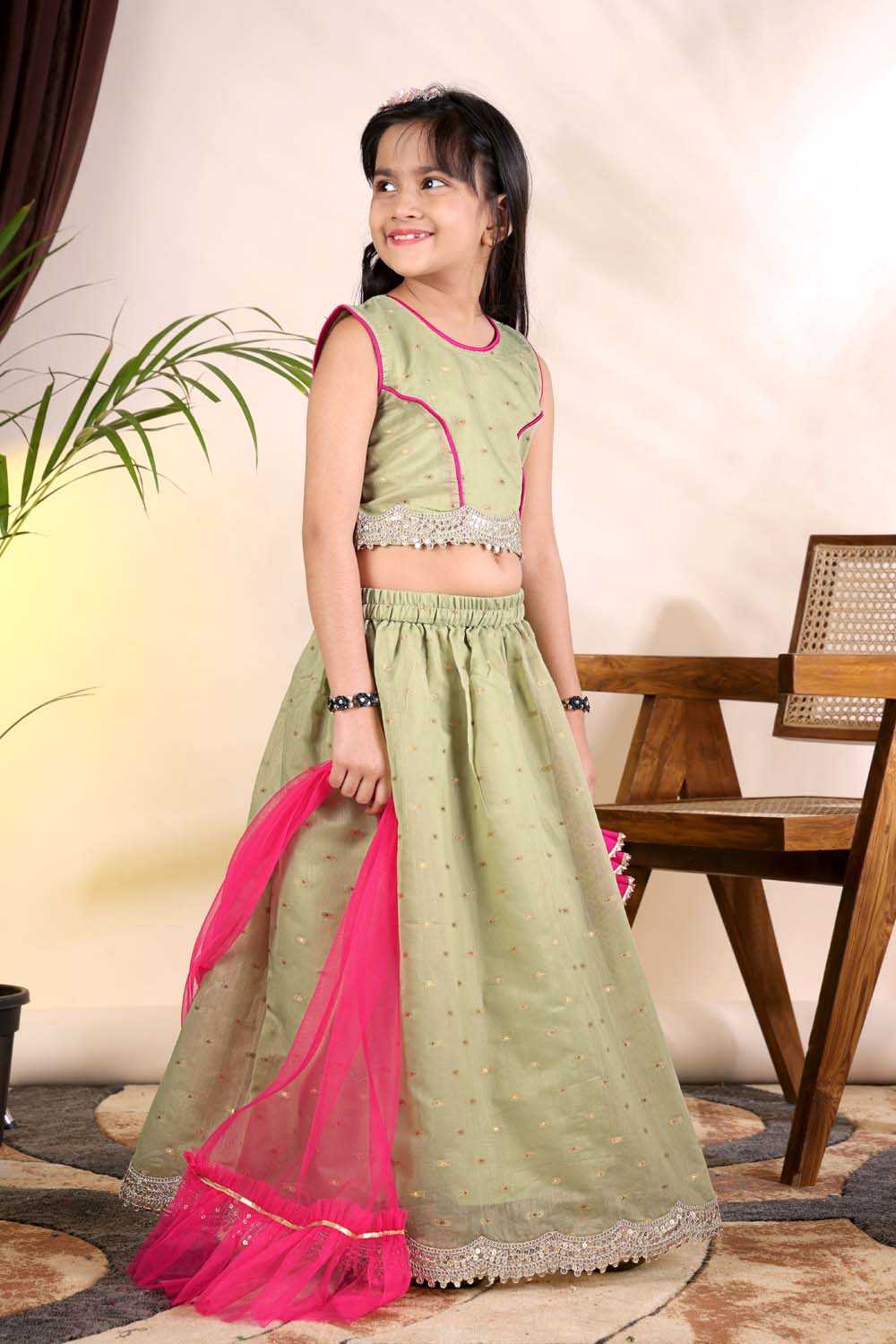 Chanderi Silk Kids Lehenga