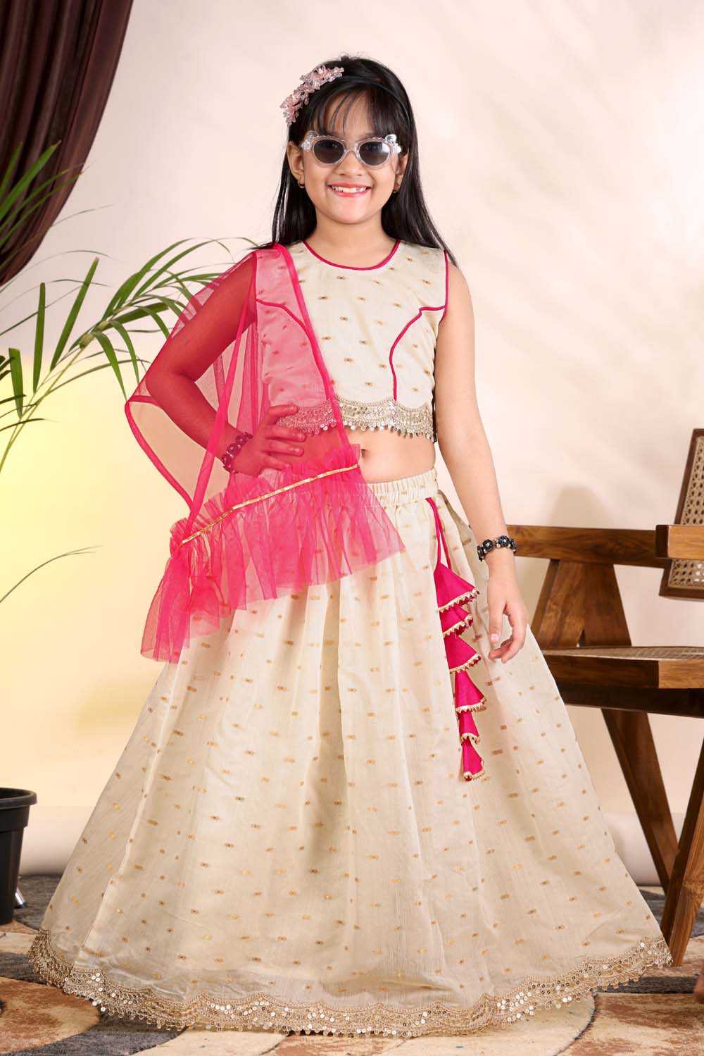 Chanderi Silk Kids Lehenga