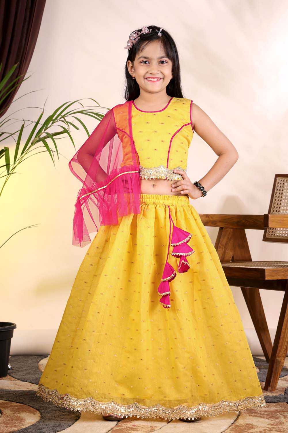 Chanderi Silk Kids Lehenga