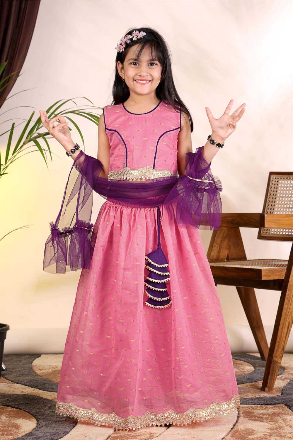 Chanderi Silk Kids Lehenga