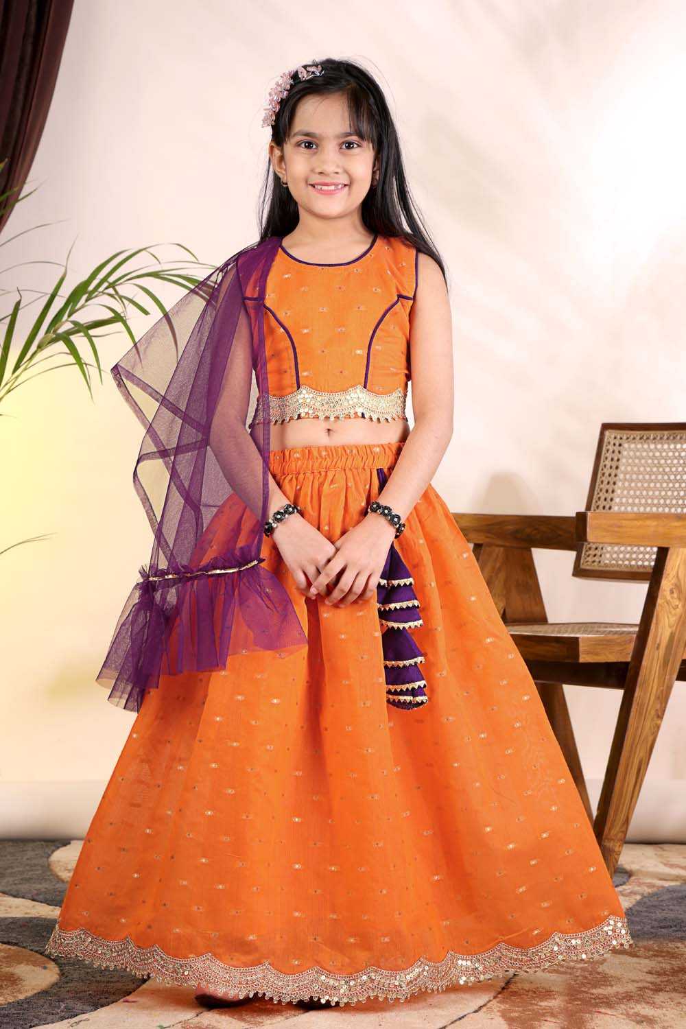 Chanderi Silk Kids Lehenga