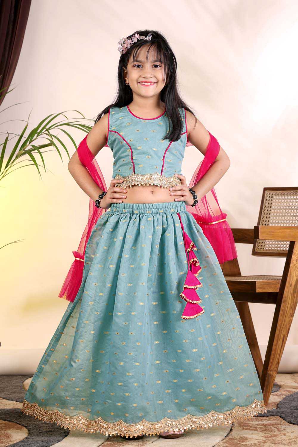 Chanderi Silk Kids Lehenga