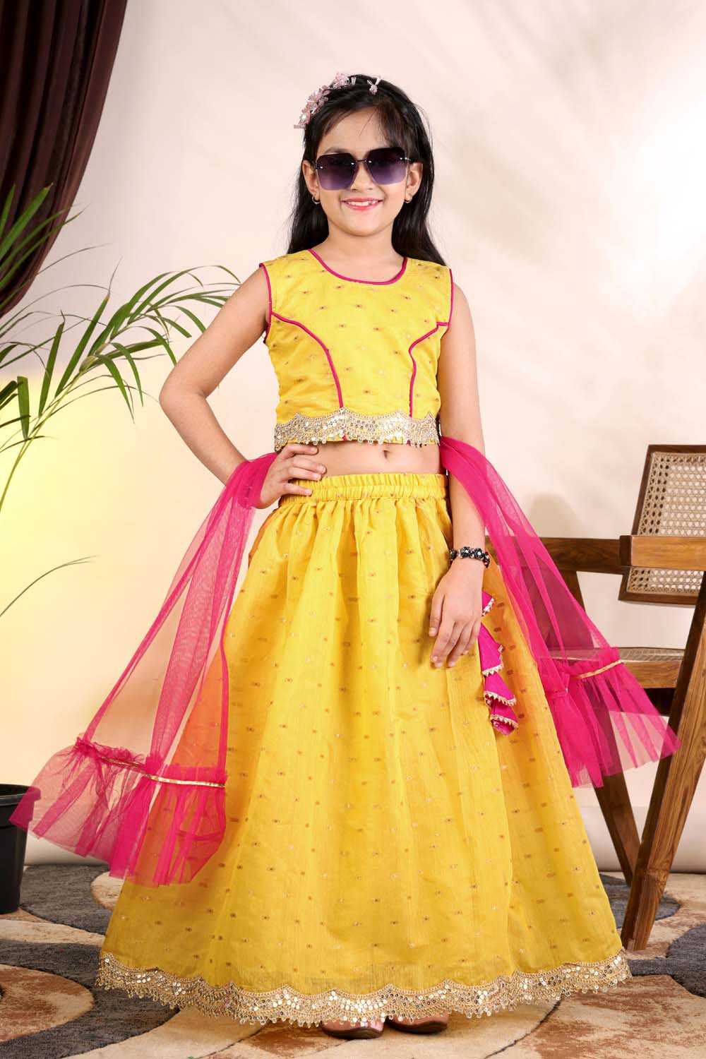 Chanderi Silk Kids Lehenga