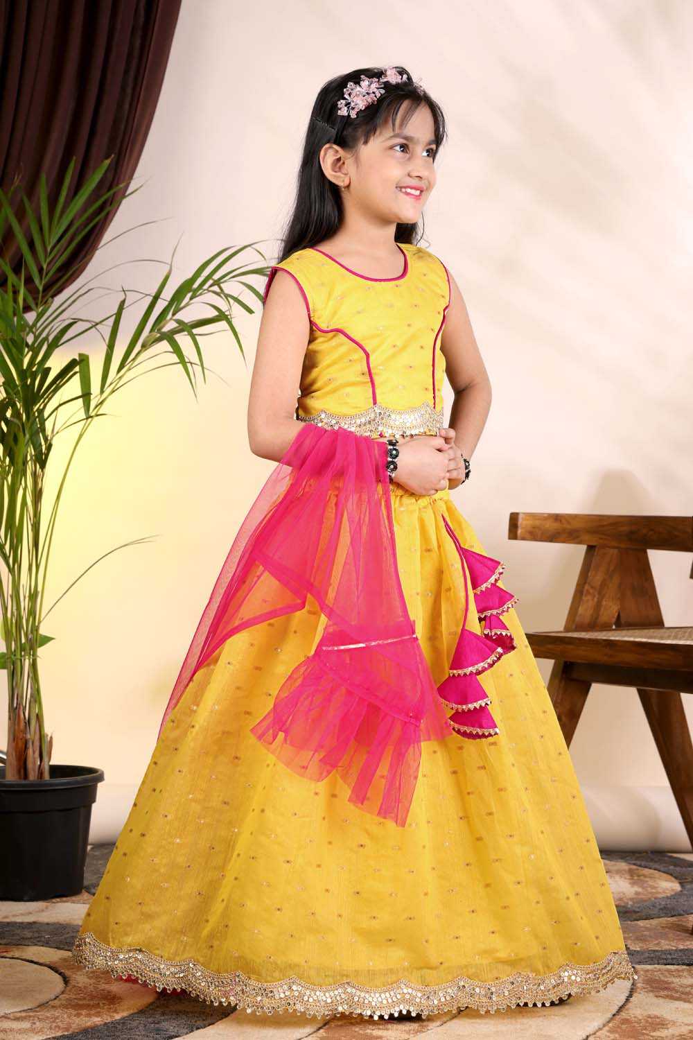 Chanderi Silk Kids Lehenga