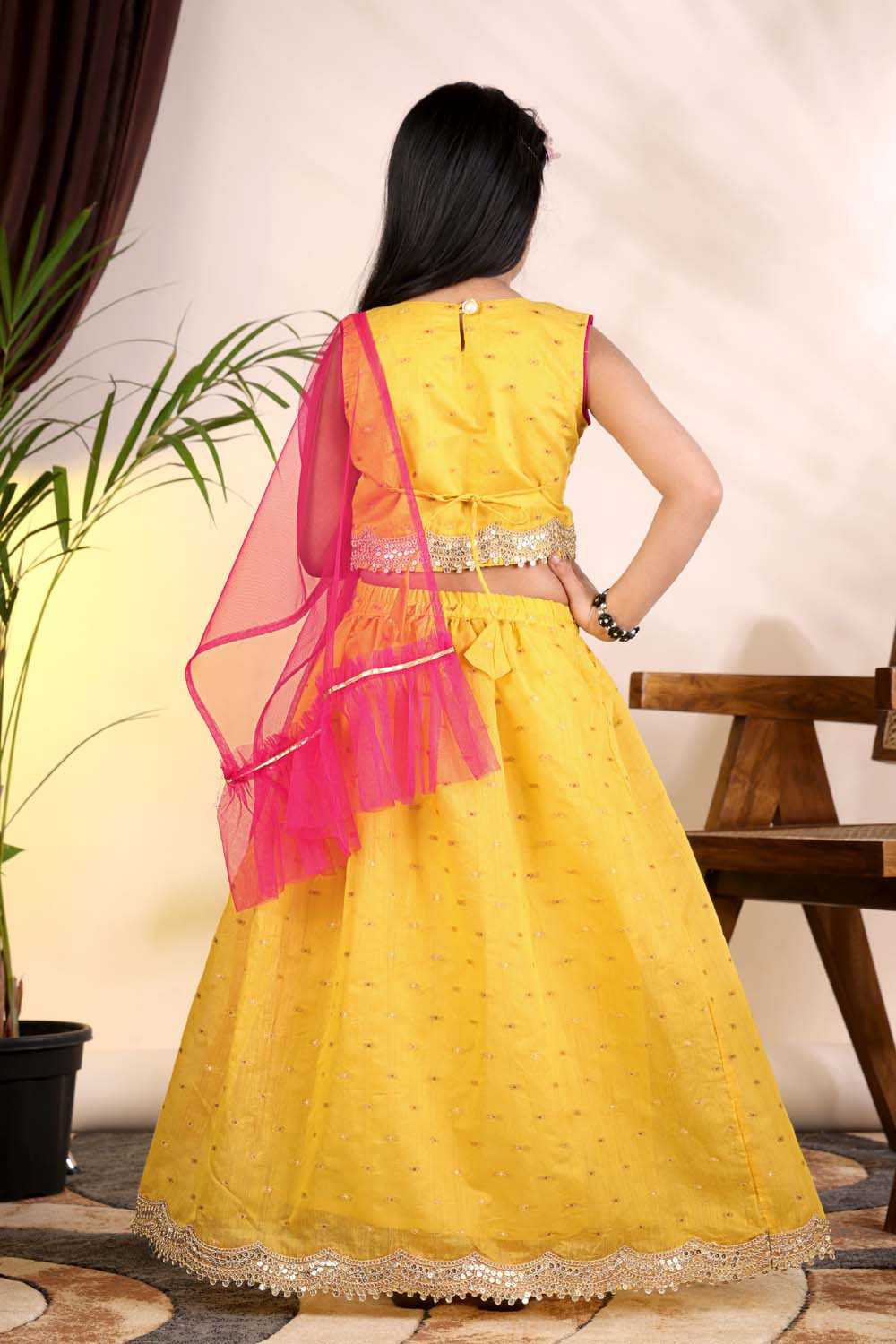 Chanderi Silk Kids Lehenga