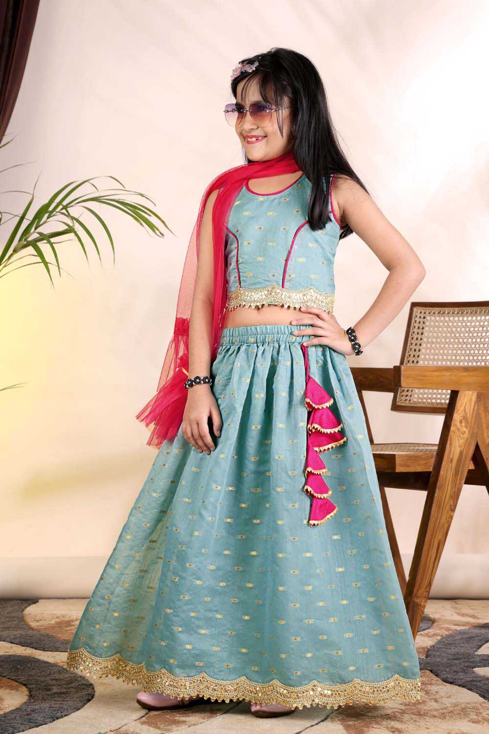 Chanderi Silk Kids Lehenga
