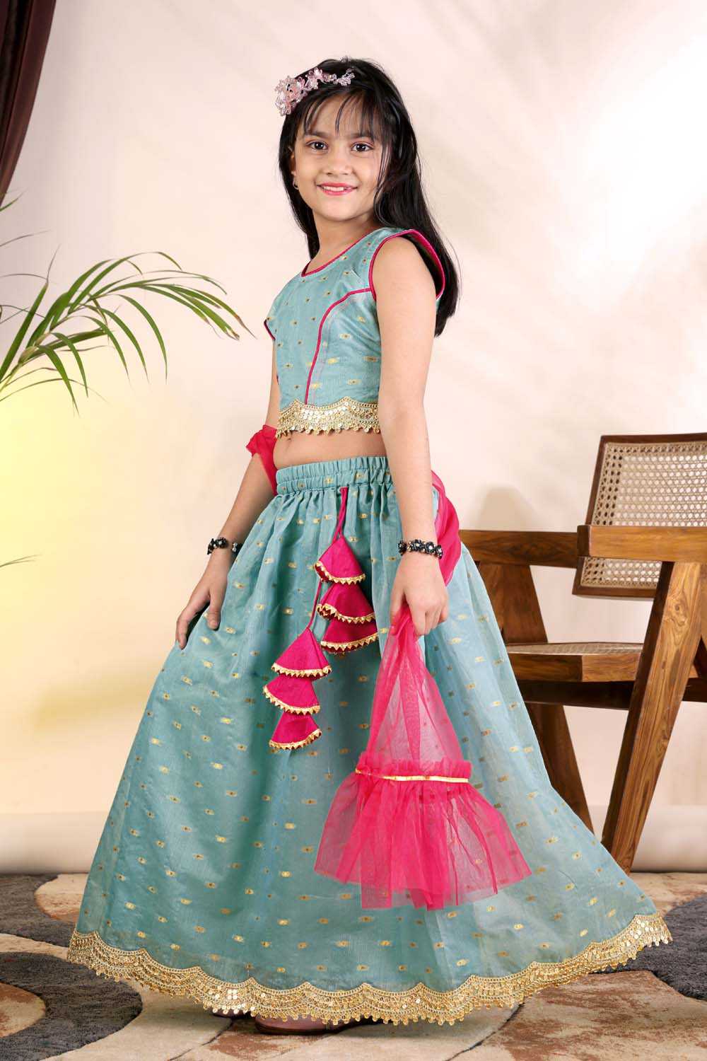 Chanderi Silk Kids Lehenga