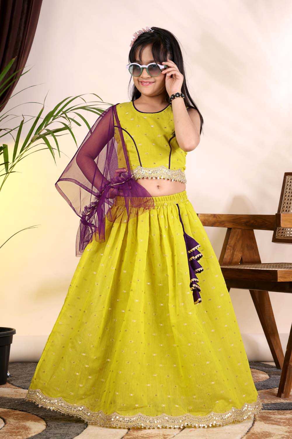 Chanderi Silk Kids Lehenga