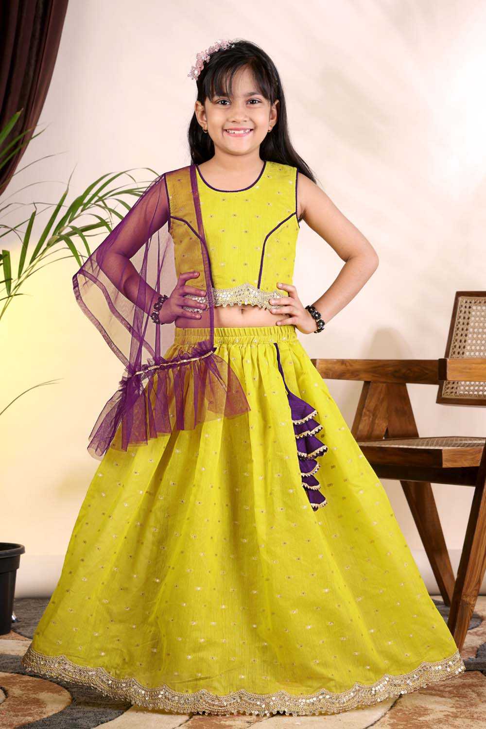 Chanderi Silk Kids Lehenga
