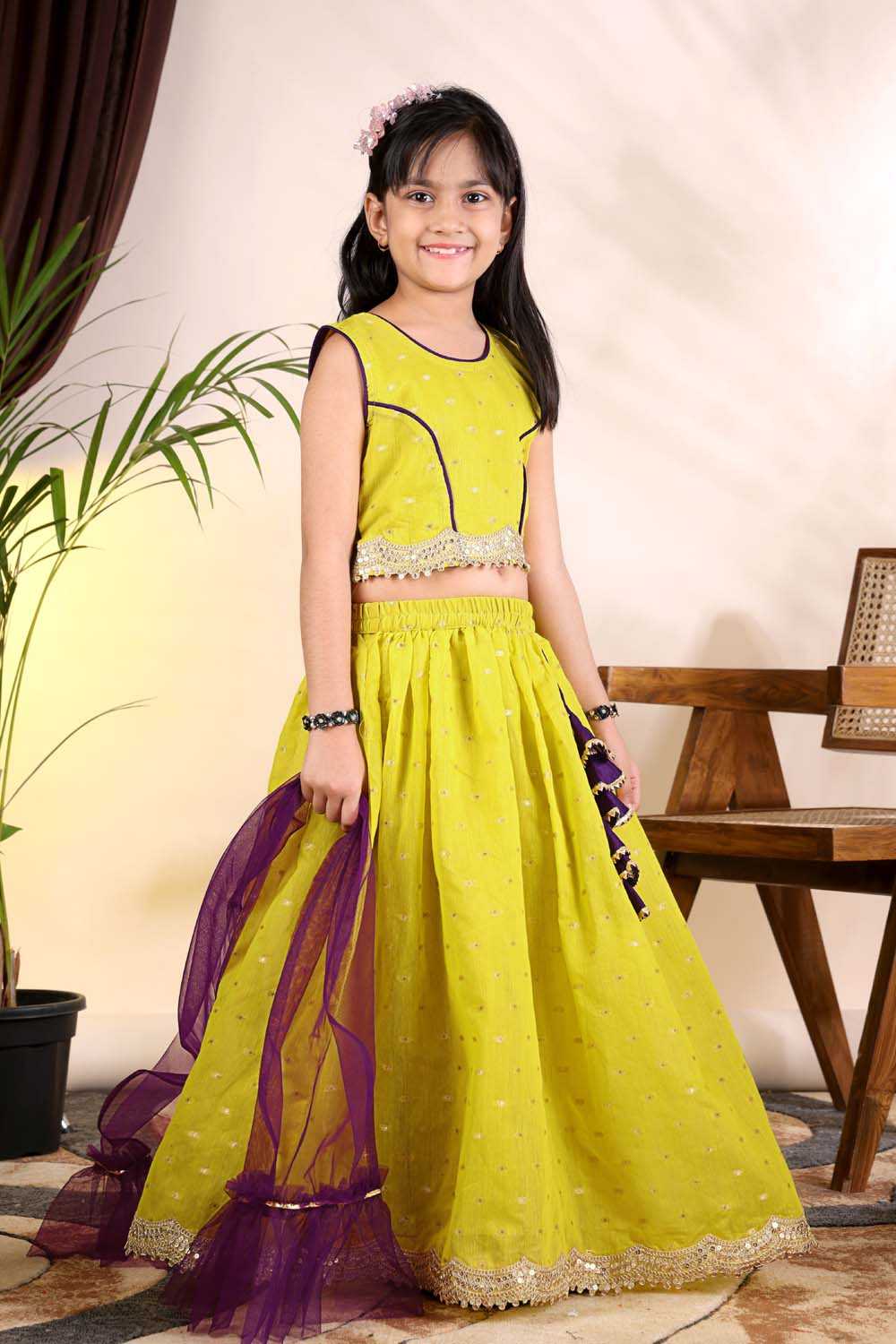 Chanderi Silk Kids Lehenga