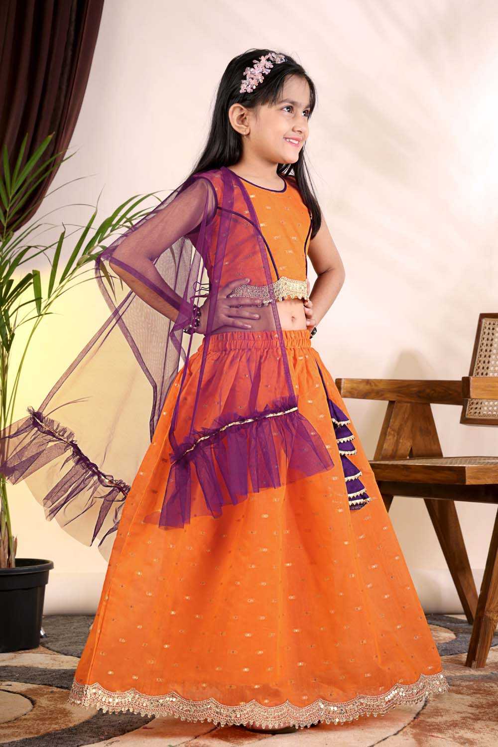 Chanderi Silk Kids Lehenga