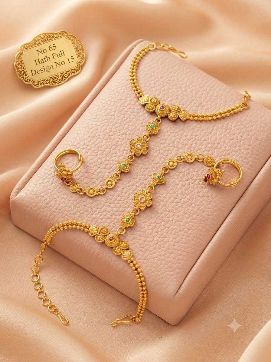 Brass Hand Harness (haath Phool) in Azure Radiance