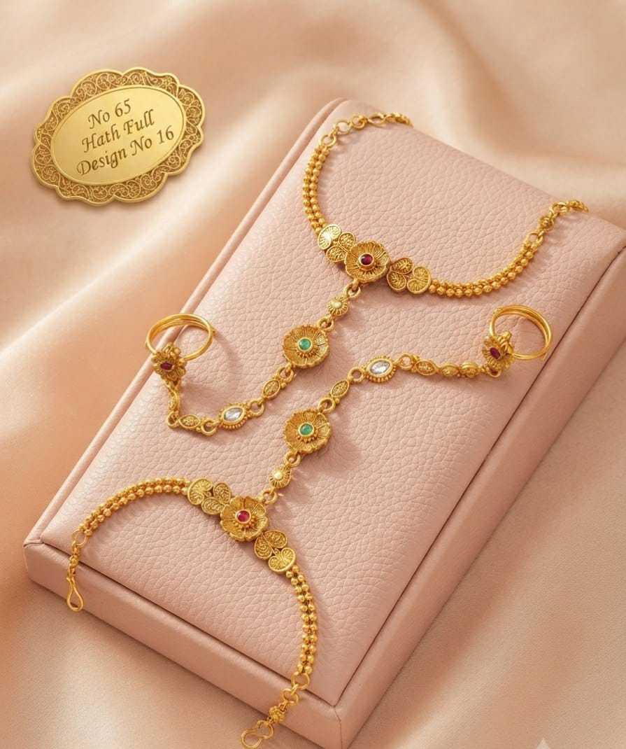 Brass Hand Harness (haath Phool) in Azure Radiance
