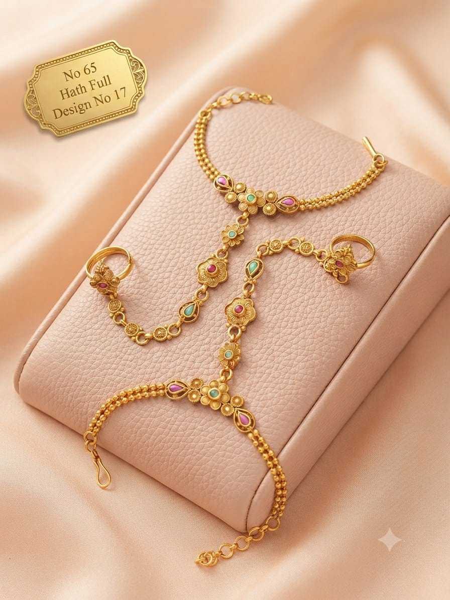 Brass Hand Harness (haath Phool) in Azure Radiance