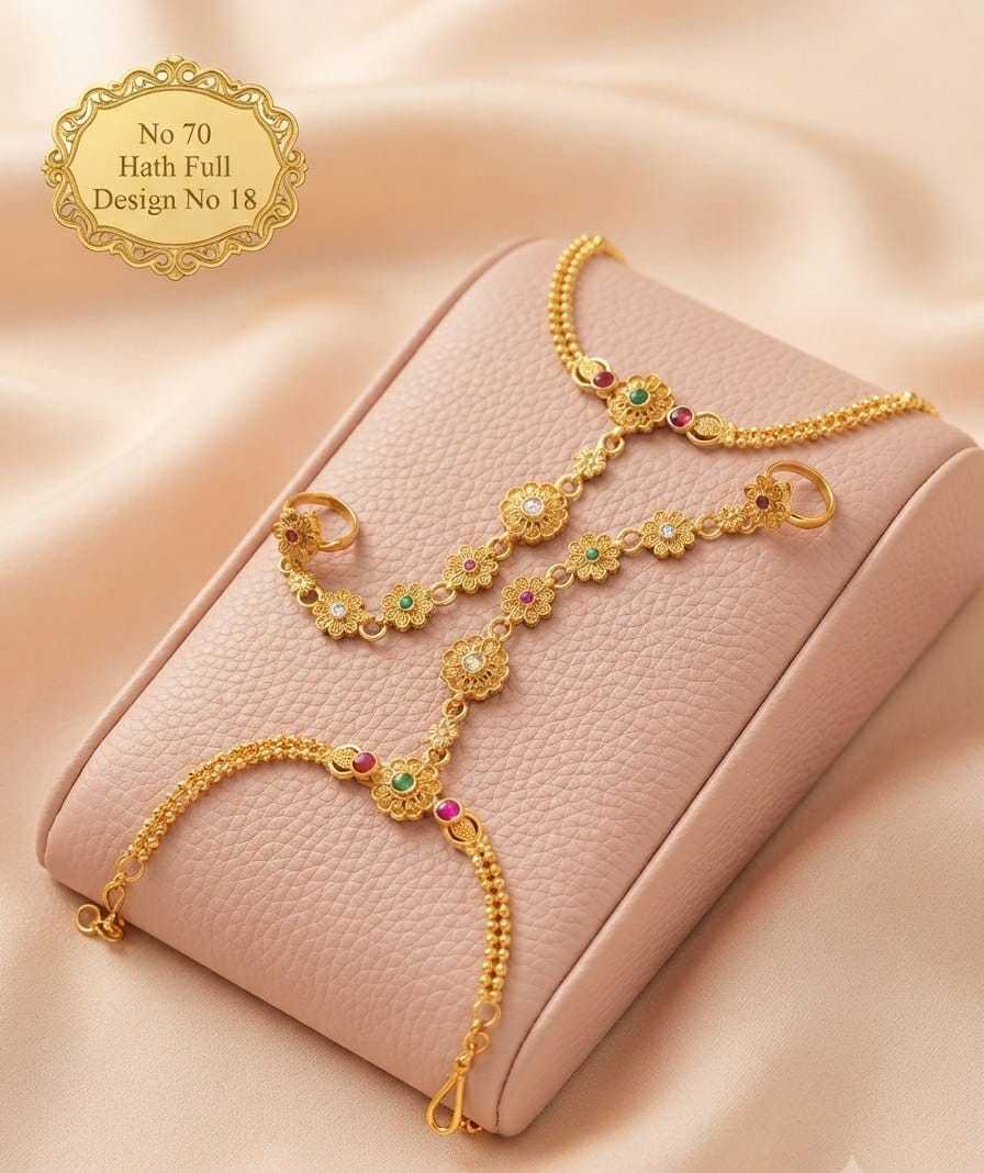 Brass Hand Harness (haath Phool) in Azure Radiance