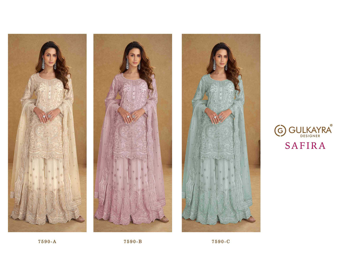 Gulkayra Safira Net Embroidery Suit