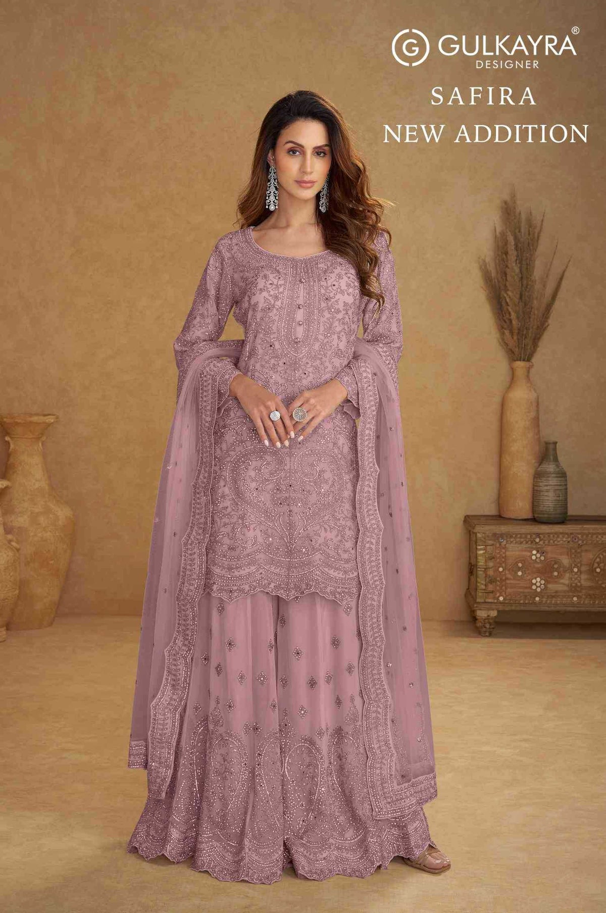 Gulkayra Safira Net Embroidery Suit in Sky