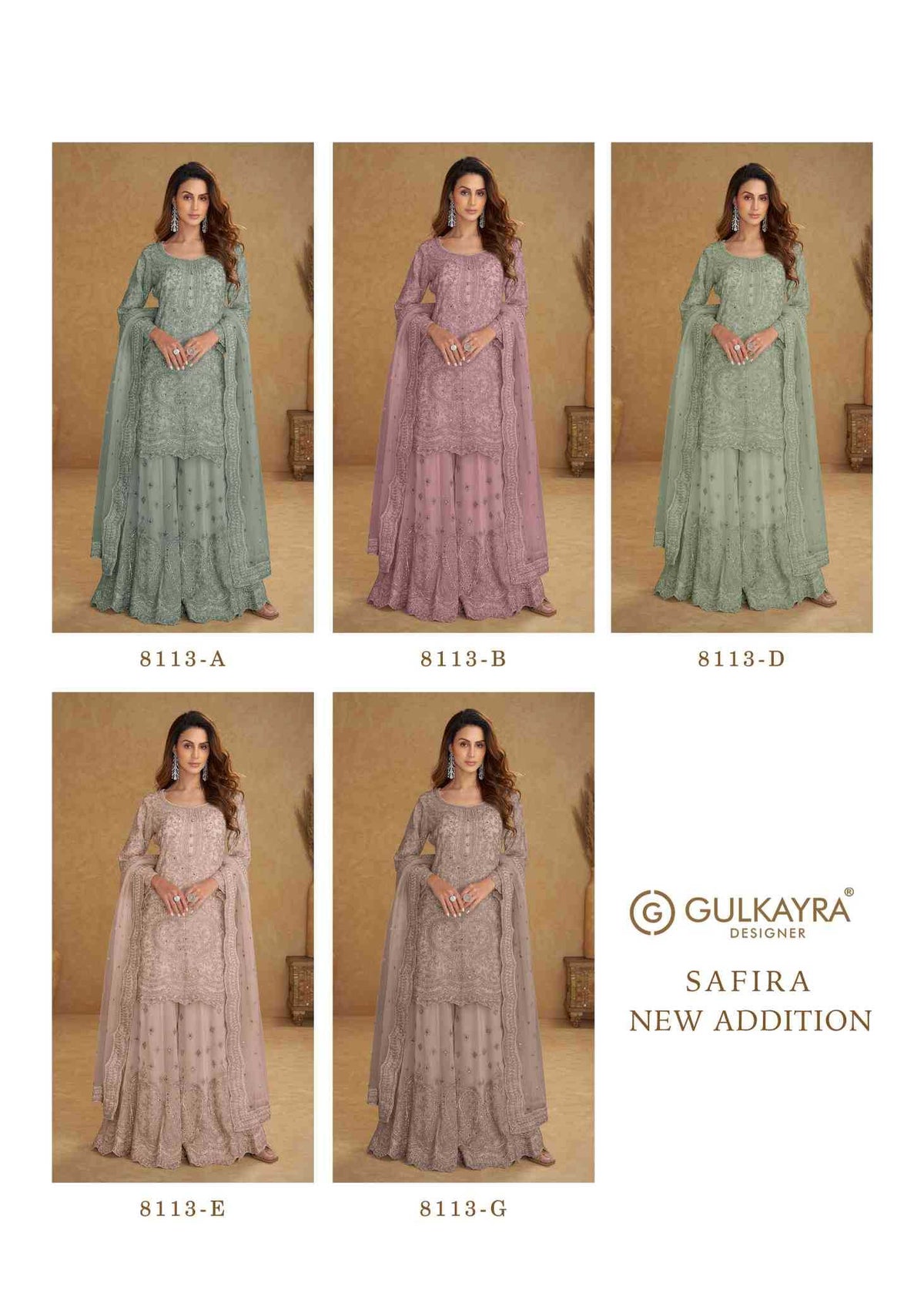Gulkayra Safira Net Embroidery Suit in Sky