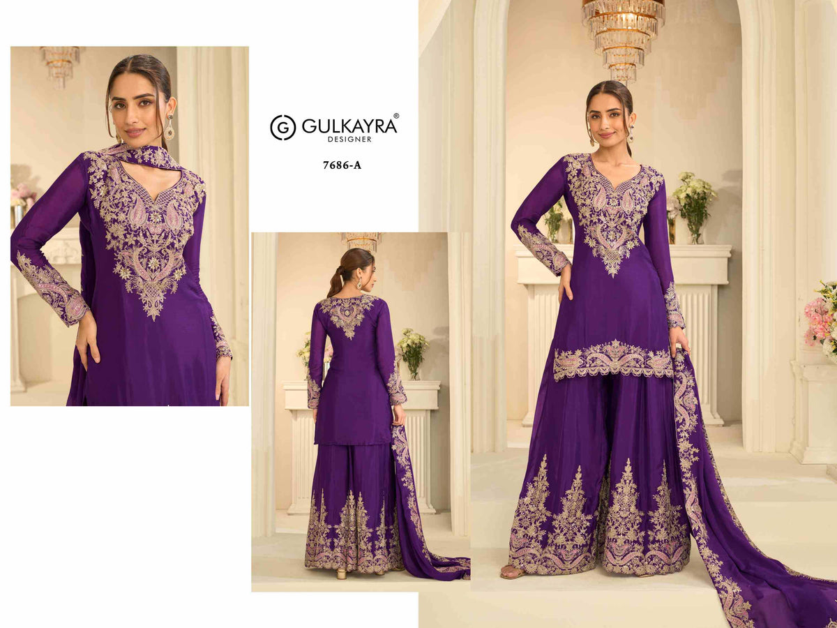 Gulkayra Velvora Chinon Embroidery Suit
