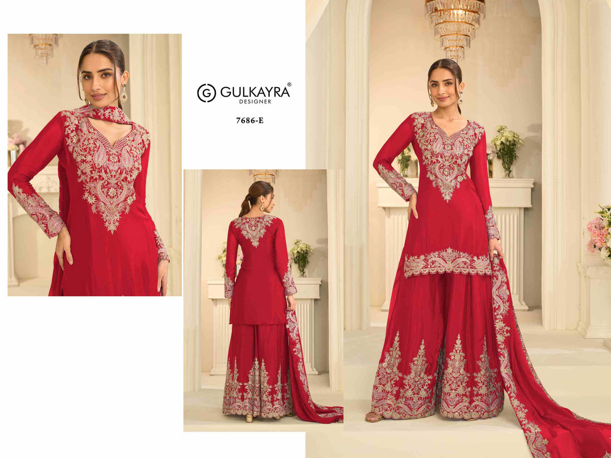 Gulkayra Velvora Chinon Embroidery Suit