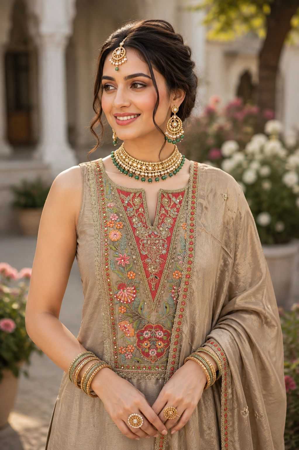 Mrudangi Geetika Chinon Embroidery Suit