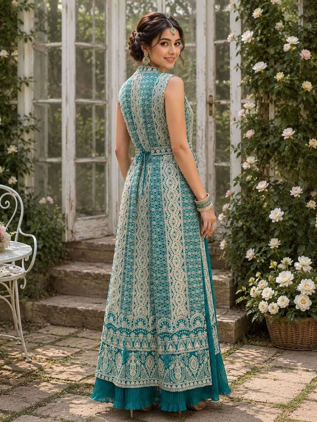 Chinon Silk Embroidery Suit