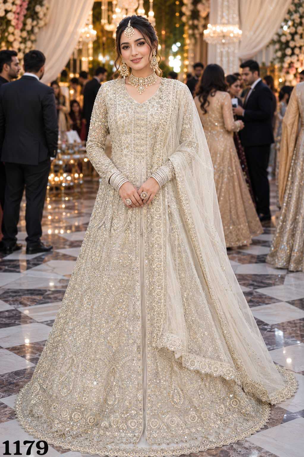 Net Embroidered Lehenga