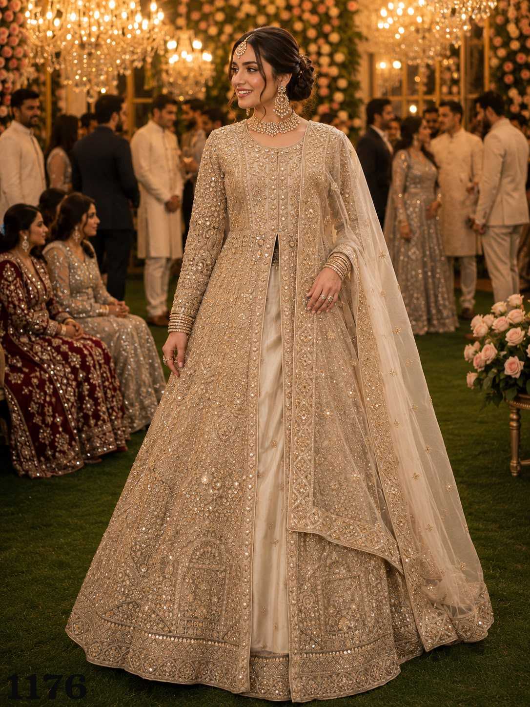 Net Embroidered Lehenga