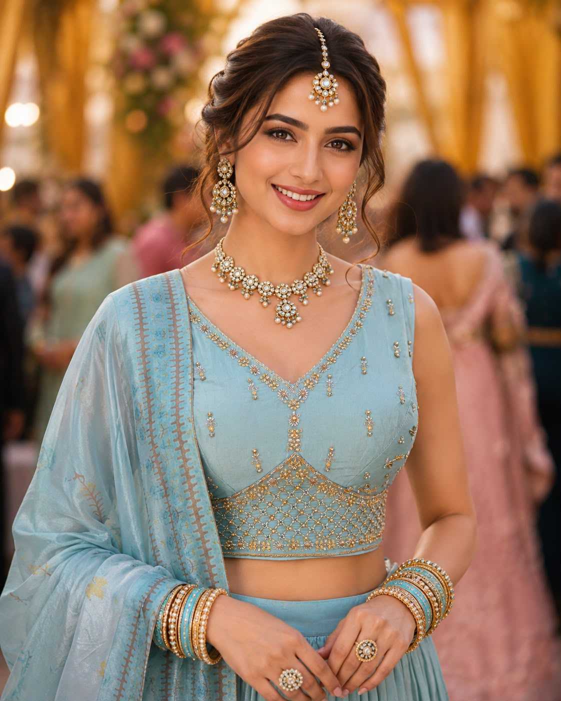 Tissue Designer Lehenga