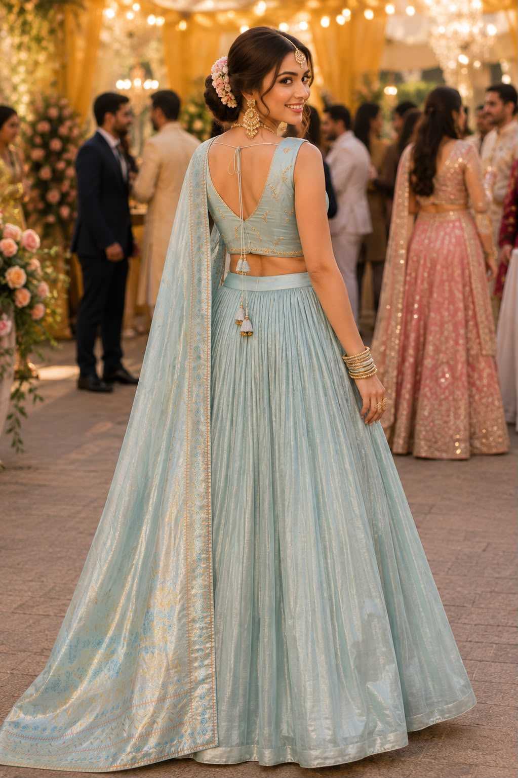 Tissue Designer Lehenga