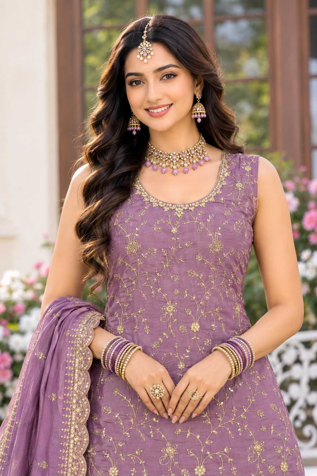 Vichitra Silk Embroidery Suit