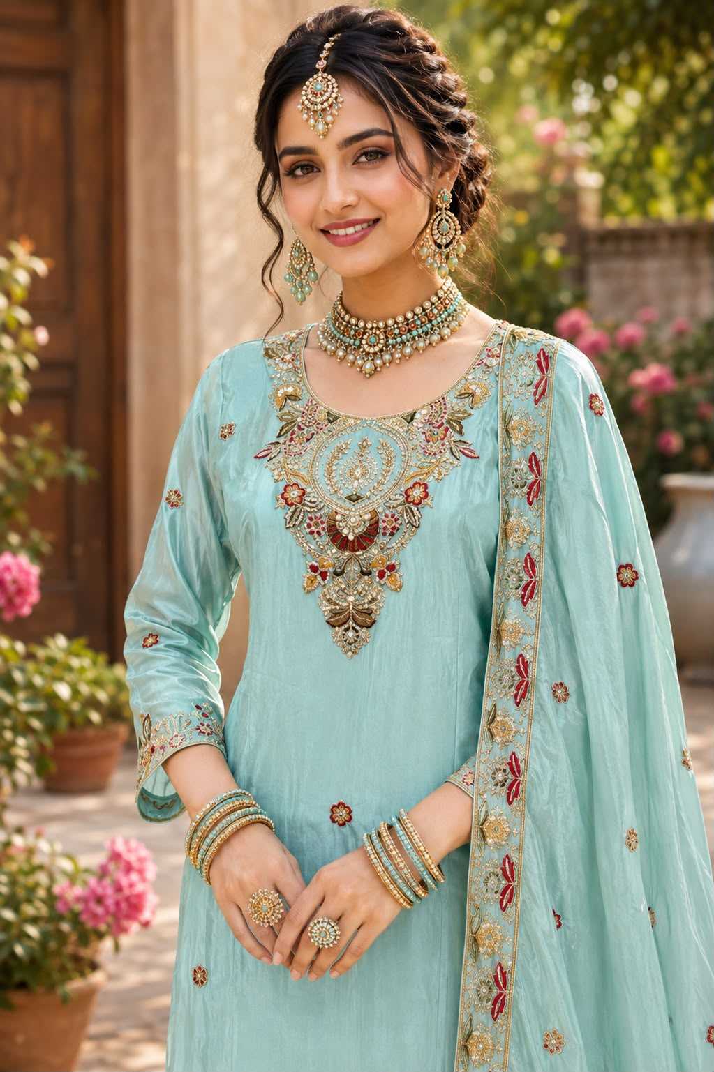 Premium Silk Embroidery Suit