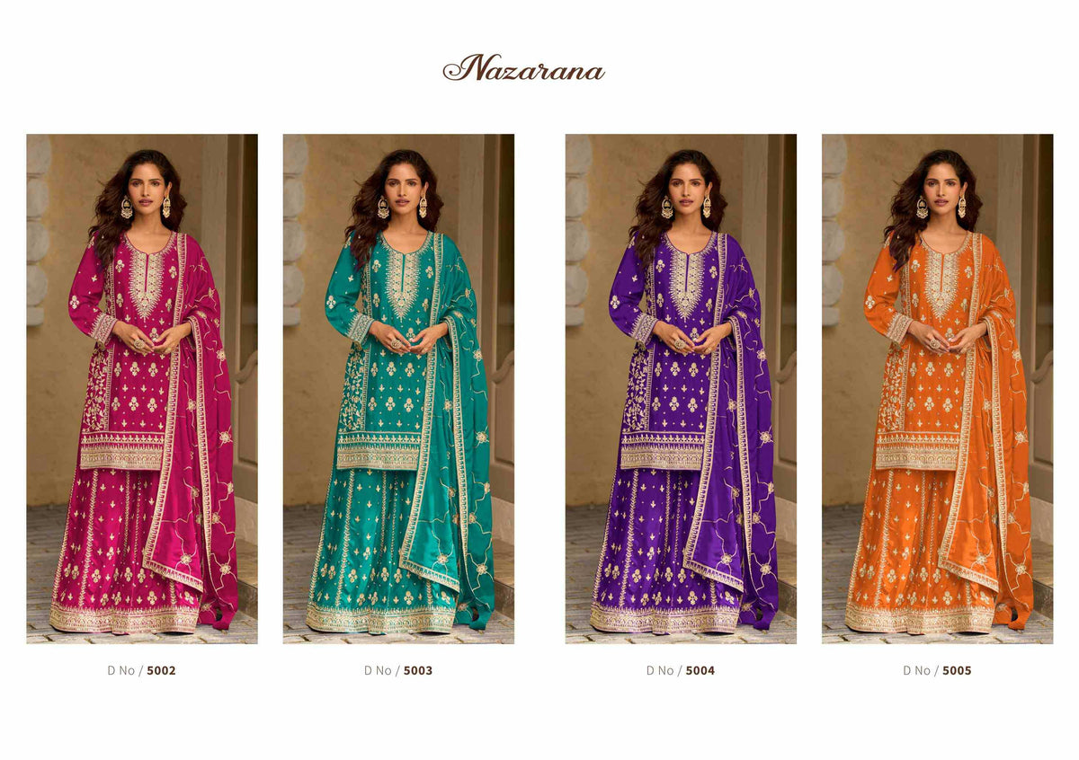 Chinon Silk Embroidery Suit