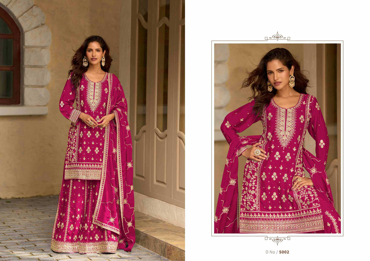 Chinon Silk Embroidery Suit