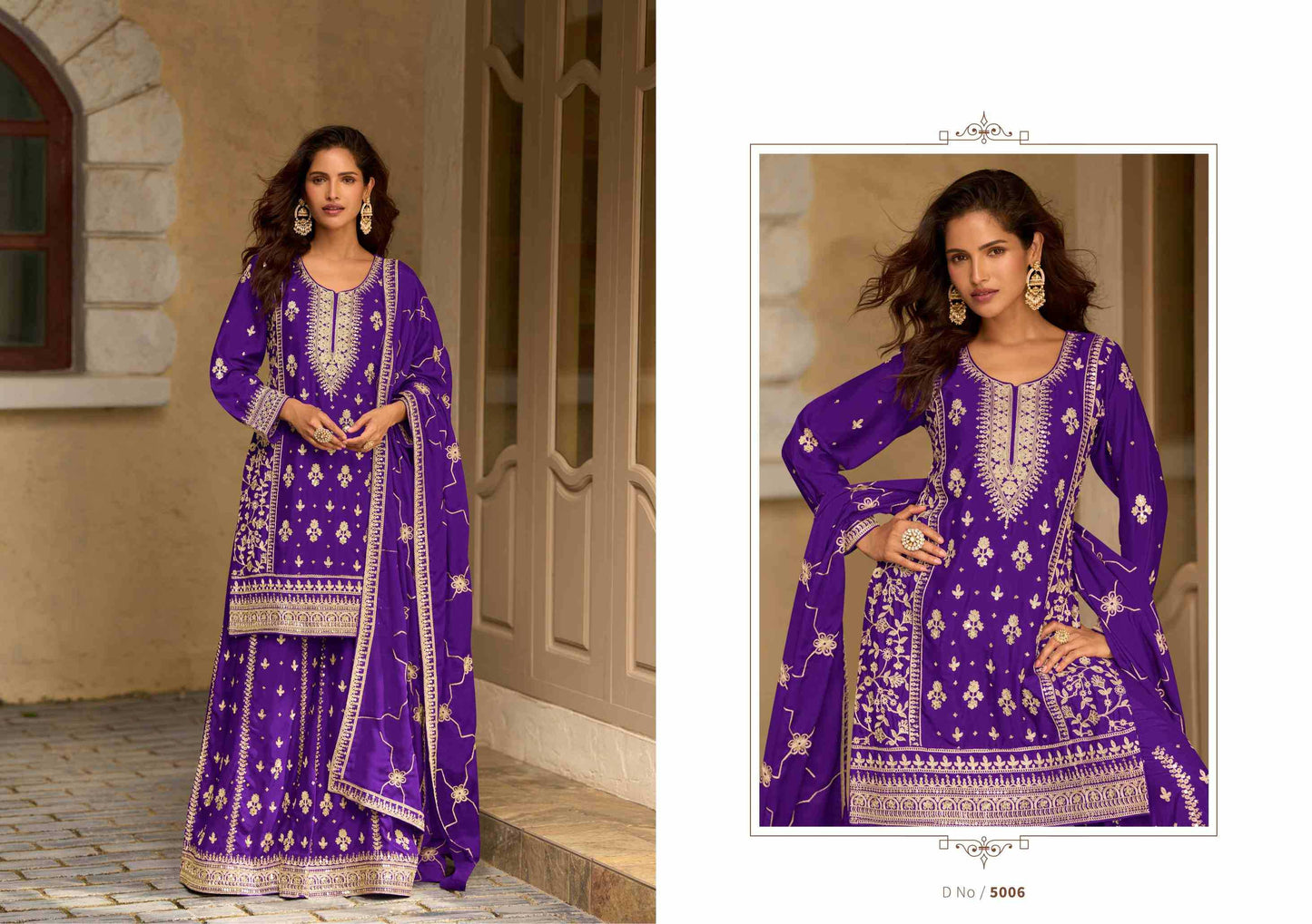 Chinon Silk Embroidery Suit