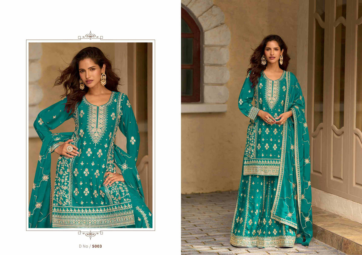 Chinon Silk Embroidery Suit