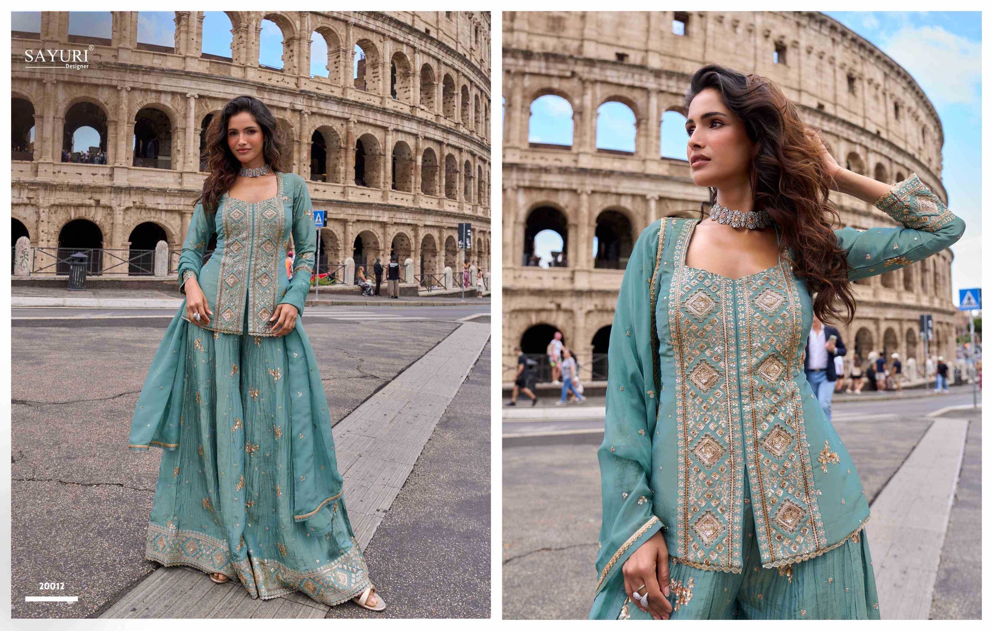 Shimmer Silk Embroidery Suit
