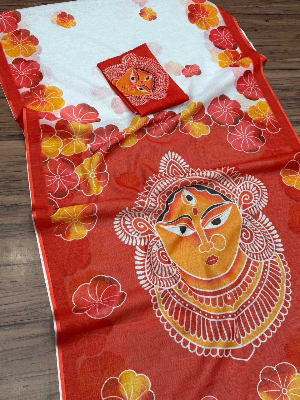 Advika Pure Linen Designer Saree