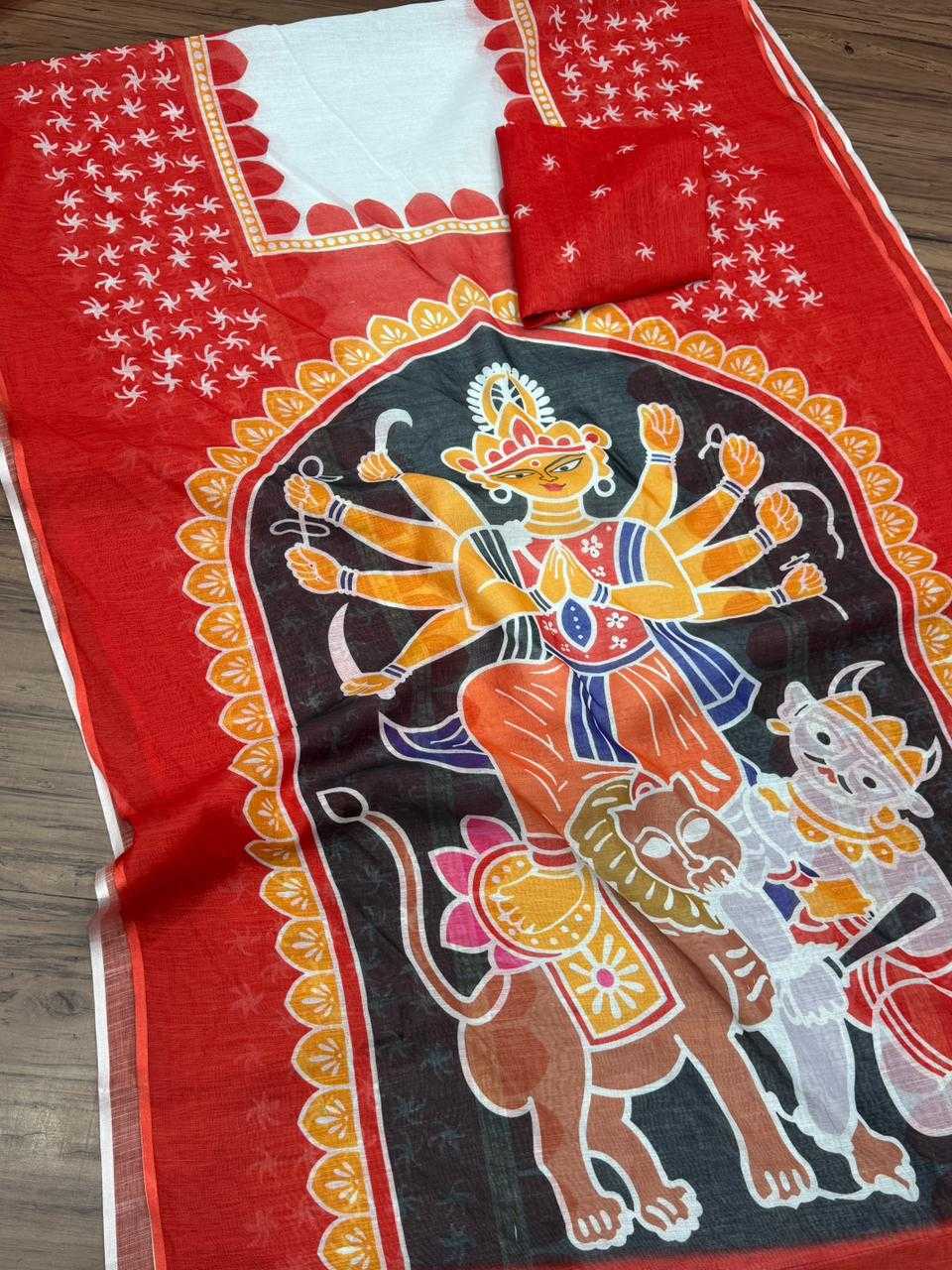 Advika Pure Linen Designer Saree