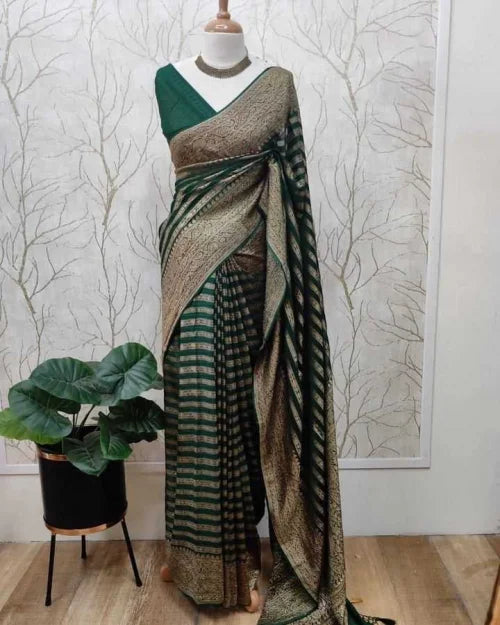 Harini Soft Silk Heavy Saree in Bottle Green