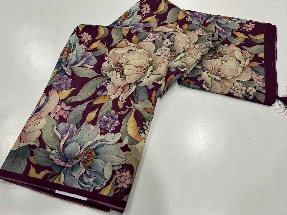 Tussar Silk Printed Saree