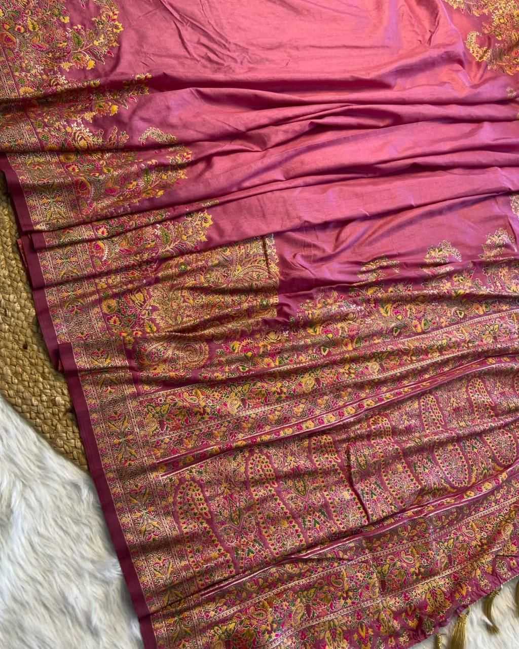 Rabina Pure Pashmina Zari Border Silk Saree
