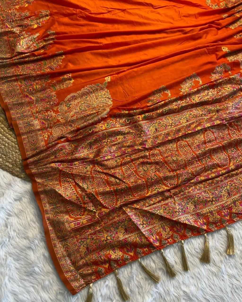 Rabina Pure Pashmina Zari Border Silk Saree