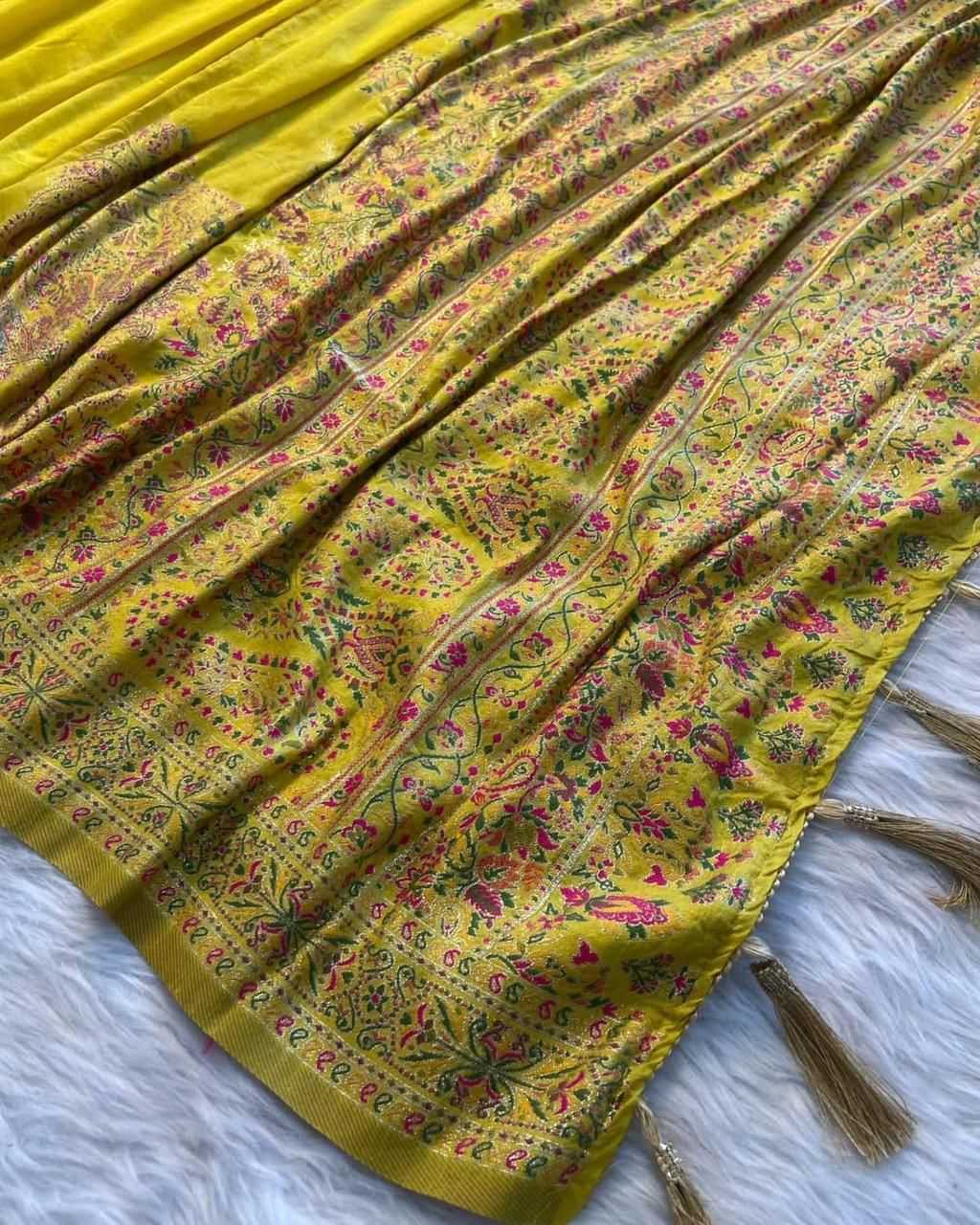 Rabina Pure Pashmina Zari Border Silk Saree