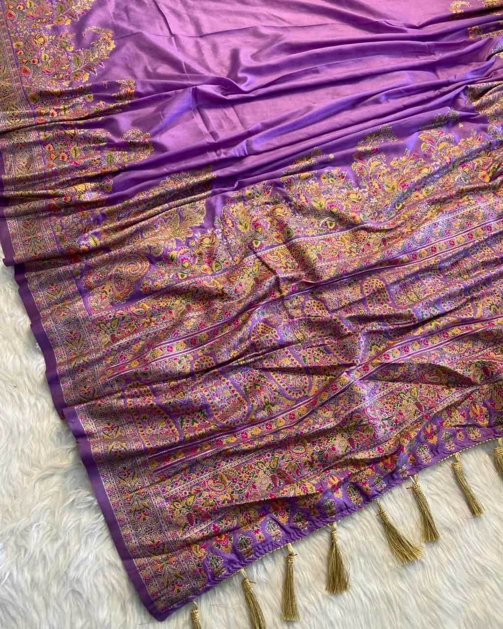 Rabina Pure Pashmina Zari Border Silk Saree