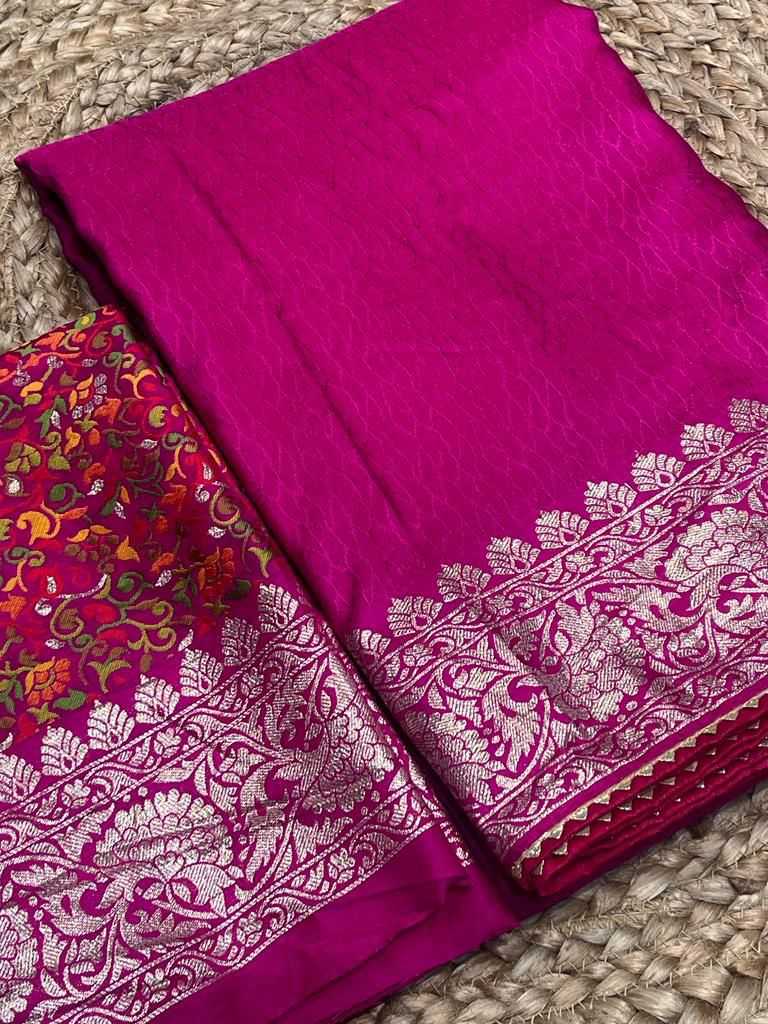 Russian Silk Lace Border Saree