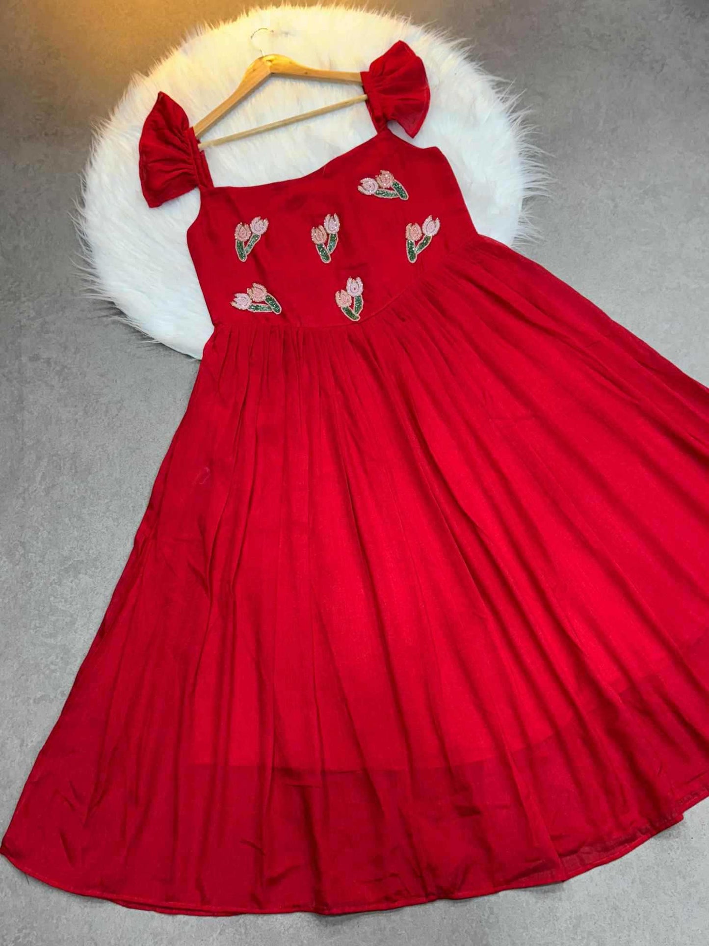 Vichitra Silk Embroidery Gown